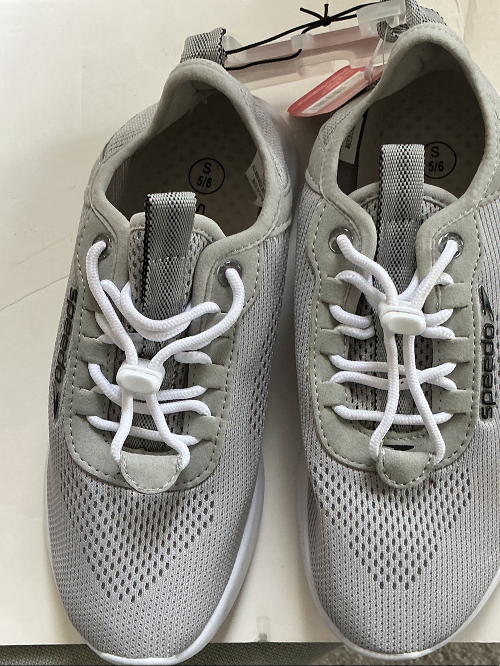 Speedo Light Grey and White Slip-On Athletic Sneakers